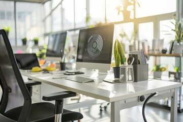 Poster - Modern Office Workspace with Sunlight