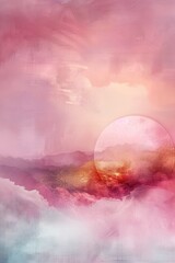 Canvas Print - A colorful cloud filled sky with a pinkish hue. The sky is filled with fluffy clouds that look like they are made of cotton candy. The sky is a beautiful and serene scene that evokes a sense of calm