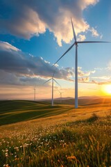 Canvas Print - wind energy practices highlighting sustainable assets and green technology.