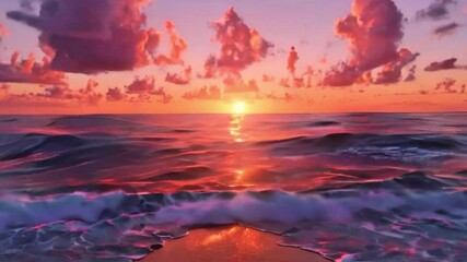 Wall Mural - sunset beach beautiful sea and sandy beach ocean with waves