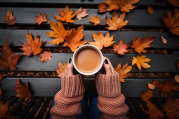 Wall Mural - Cup morning coffee autumn.