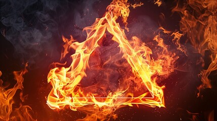 Poster - Fiery Triangle: A Glowing Symbol of Flames and Heat