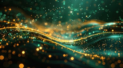 green and gold wireless network abstract background