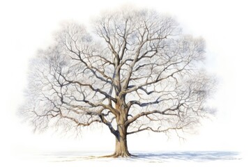 Wall Mural - Drawing tree winter sketch.