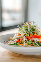 Wall Mural - Fresh Vegan Salad Bowl with Colorful Vegetables and Microgreens