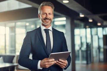 Wall Mural - Business man middle aged standing office.