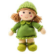 © shabbir - Knitted, soft, rag doll in green clothes isolated on transparent background