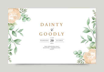 Wall Mural - Background Wedding Invitation Card with Floral Watercolor