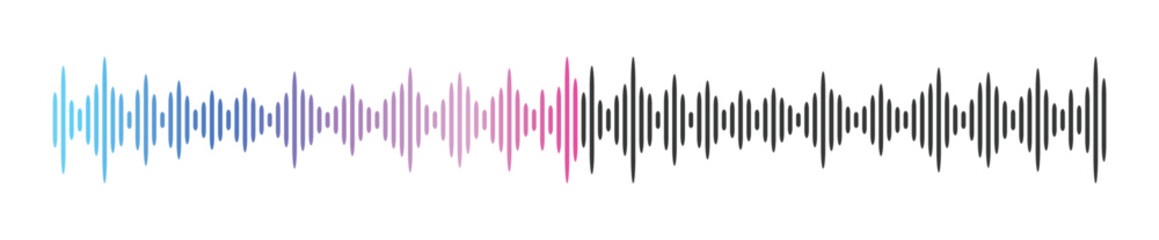 Wall Mural - Waveform podcast colorful progress bar vector design horizontal fit for podcast elements, trendy music player audio sound wave