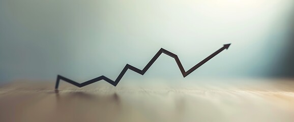 Wall Mural - Basic yet impactful image featuring a lone line graph with upward movement, portraying gradual market growth in a minimalist and modern style.