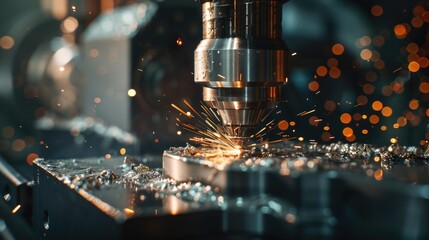 Poster - Metal cutting machine with sparks