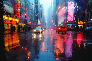 Urban reflections captured in rain-soaked streets, where shimmering surfaces and distorted images transform mundane scenes into captivating works of art. 