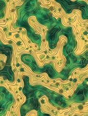 Poster - Wavy green and yellow abstract design