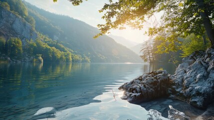 Canvas Print - Tranquil Mountain Lake at Dawn