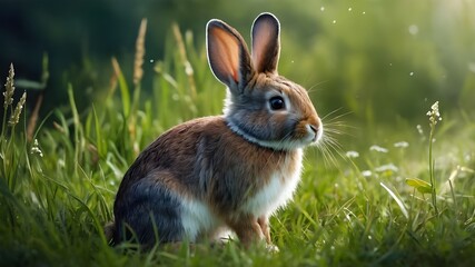 Wall Mural - rabbit in the grass