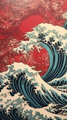 japanese wood block print illustration of hurricane pattern art backgrounds.