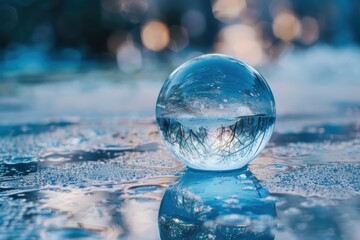 Poster - Magical crystal ball reflecting winter landscape