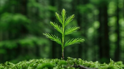 Wall Mural - Evergreen plant growing in moss