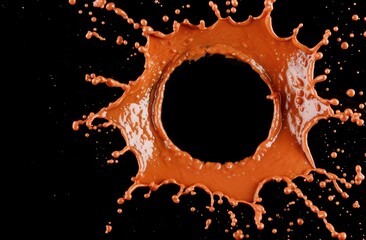 Wall Mural - Splashing orange liquid on black background