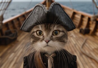 Canvas Print - pirate cat wearing tricorn hat