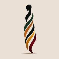 Wall Mural - abstract human figure silhouette with colorful stripes