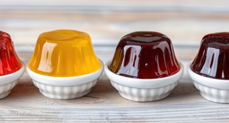 Canvas Print - Colorful jelly desserts on wooden table