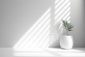 Wall Mural - Gray window shadow plant.