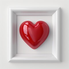 Wall Mural - red heart in white frame