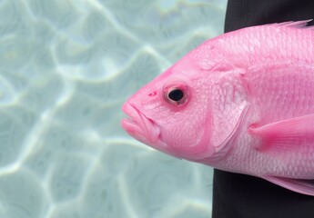 Poster - Vibrant pink tropical fish swimming in clear water