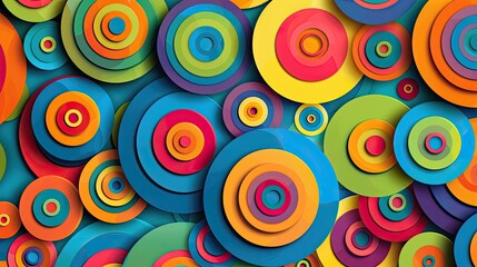 Poster - A vibrant background featuring a pattern of colorful, overlapping circles.