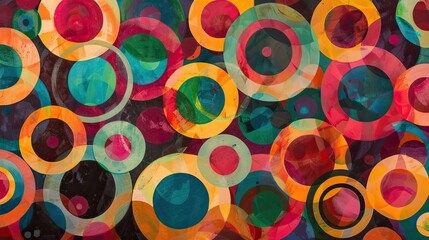 Poster - A vibrant background featuring a pattern of colorful, overlapping circles.