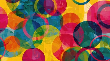 Poster - A vibrant background featuring a pattern of colorful, overlapping circles.