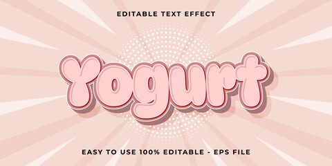 Poster - Editable text effect yogurt 3d cartoon template style trendy vector