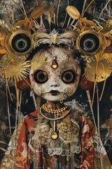 Canvas Print - A thai spiritual doll carnival wedding parade.