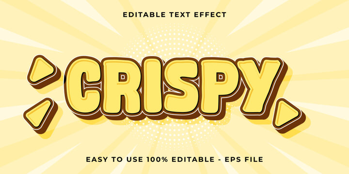 Editable text effect crispy 3d cartoon template style trendy vector