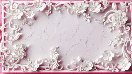 Poster - Create a frame cut-out design featuring intricate floral patterns around the edges, leaving the center open for content display. 
