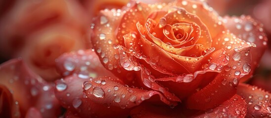 Wall Mural - Close-Up of a Dew-Covered Rose