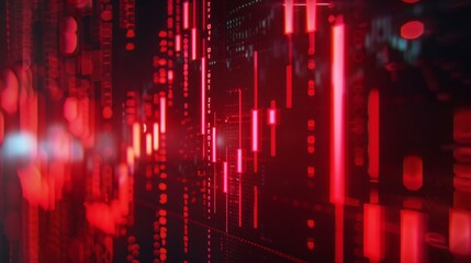 Poster - A red and black image of a computer screen with a lot of lines and numbers