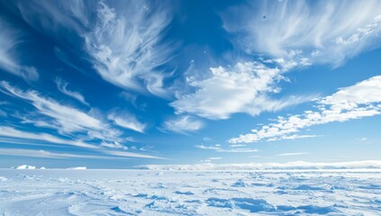 Wall Mural - Antarctic sky blue sky white clouds background picture