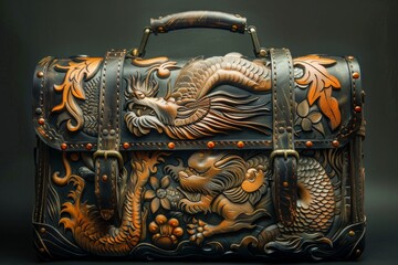 Leather Dragon Briefcase - Detailed Craftsmanship