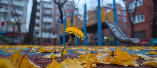 Wall Mural - A Single Dandelion in a Playground