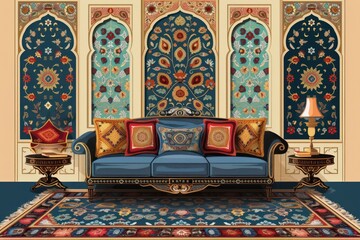 Canvas Print - Indian traditional mughal pichwai art furniture tapestry wall.