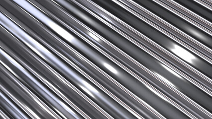 Poster - Silver metal texture background, interesting striped chrome waves pattern, sheet metal texture.