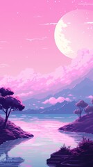 Sticker - Moon landscape outdoors nature purple.