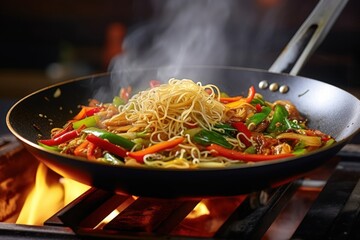 Poster - Stir fry chow mein food wok vegetable.