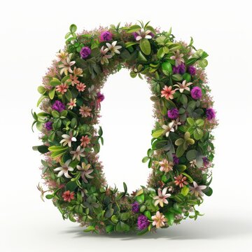 Elegant shot of text Letters ‘O’ crafted in flowers on a clean. A beautiful flower arrangement forming the letter 'O'.