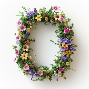 Elegant shot of text Letters ‘O’ crafted in flowers on a clean. A beautiful flower arrangement forming the letter 'O'.