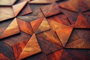 Poster - A close up of a wooden surface with many different shapes. AI.