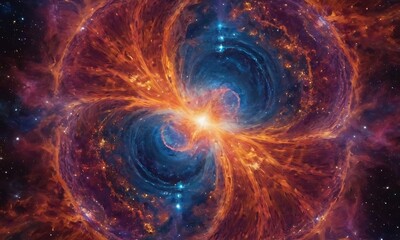 Wall Mural - an abstract representation of the birth of a star, with vibrant colors and swirling patterns symboli