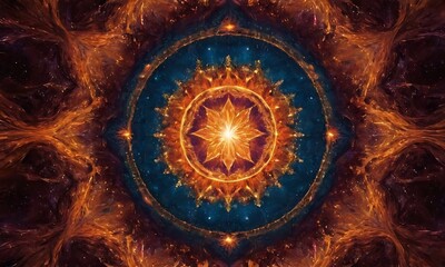Wall Mural - an abstract representation of the birth of a star, with vibrant colors and swirling patterns symboli